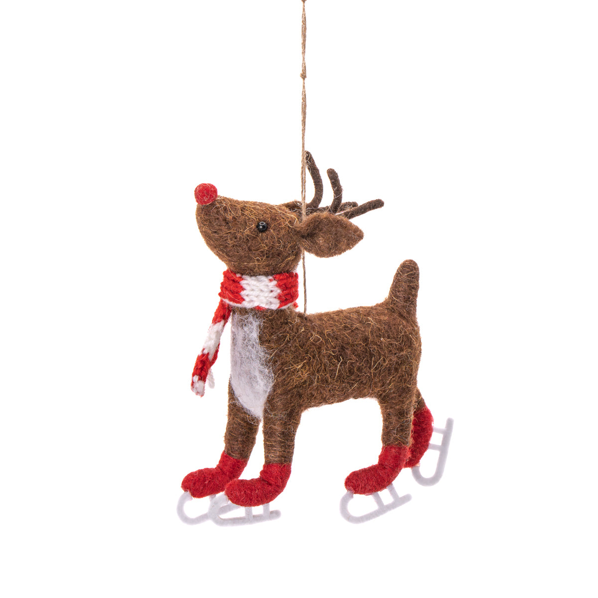 Skating Rudolph Felt Decoration 12cm | Annie Mo's