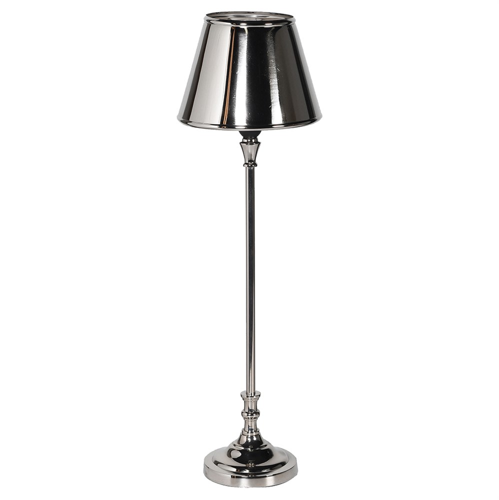 Slim Nickel Table Lamp with Metal Shade 64cm