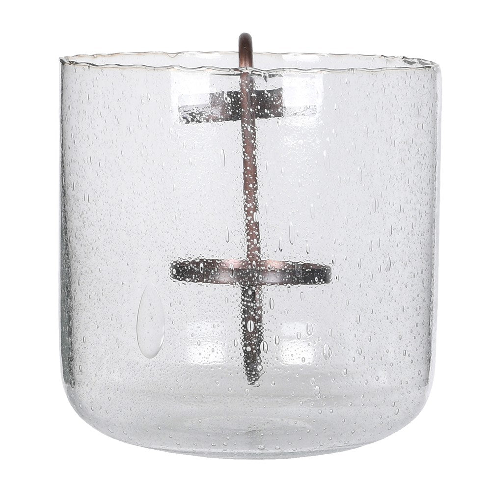 Small Bubble Glass Hurricane Candle Holder 27cm-C