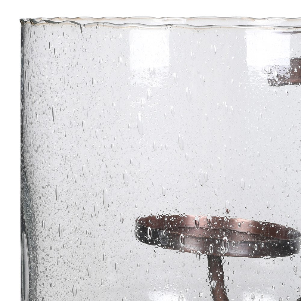 Small Bubble Glass Hurricane Candle Holder 27cm-B