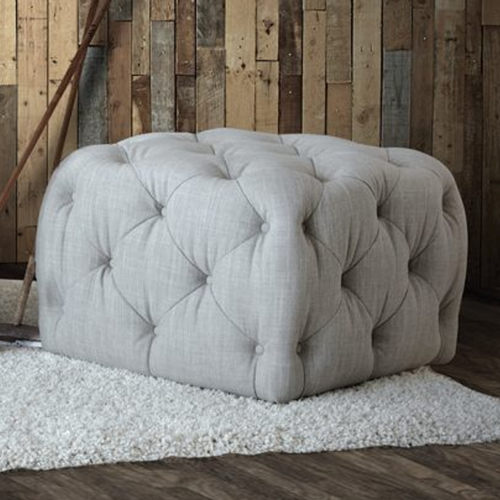 Small Buttoned Footstool | Plain Fabrics | Annie Mo's