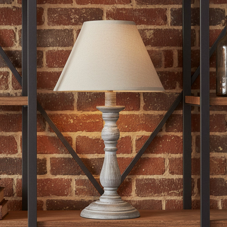 Small Column Table Lamp With Linen Shade 31cm | Annie Mo's