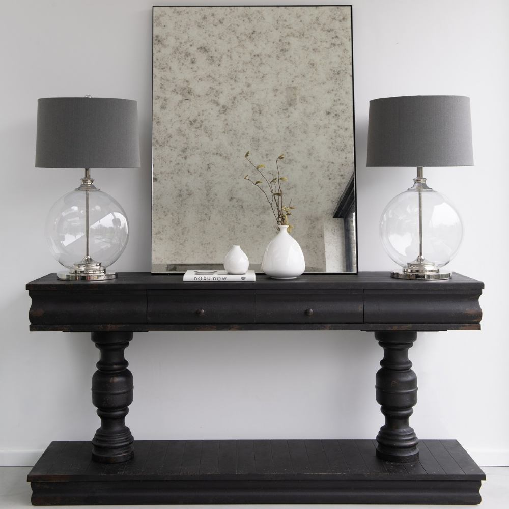 Large black console top table