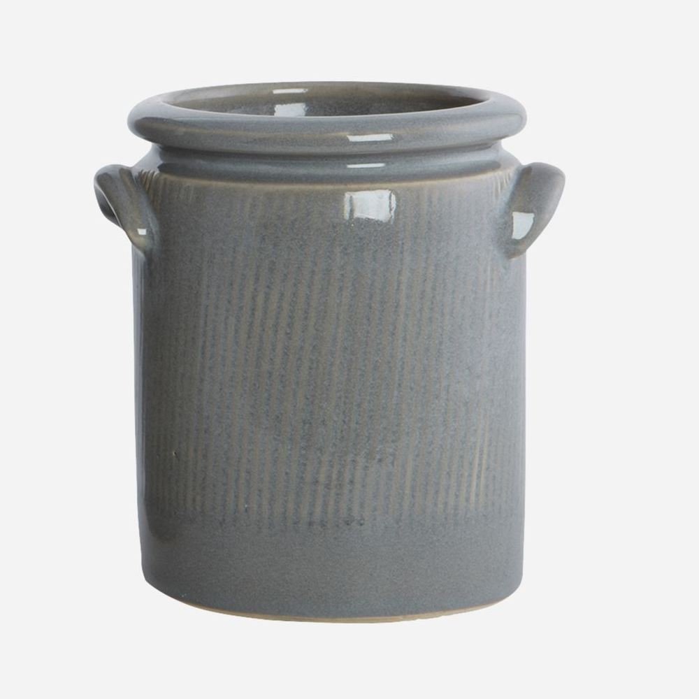 Small Light Grey Glazed Planter with Ears 15cm