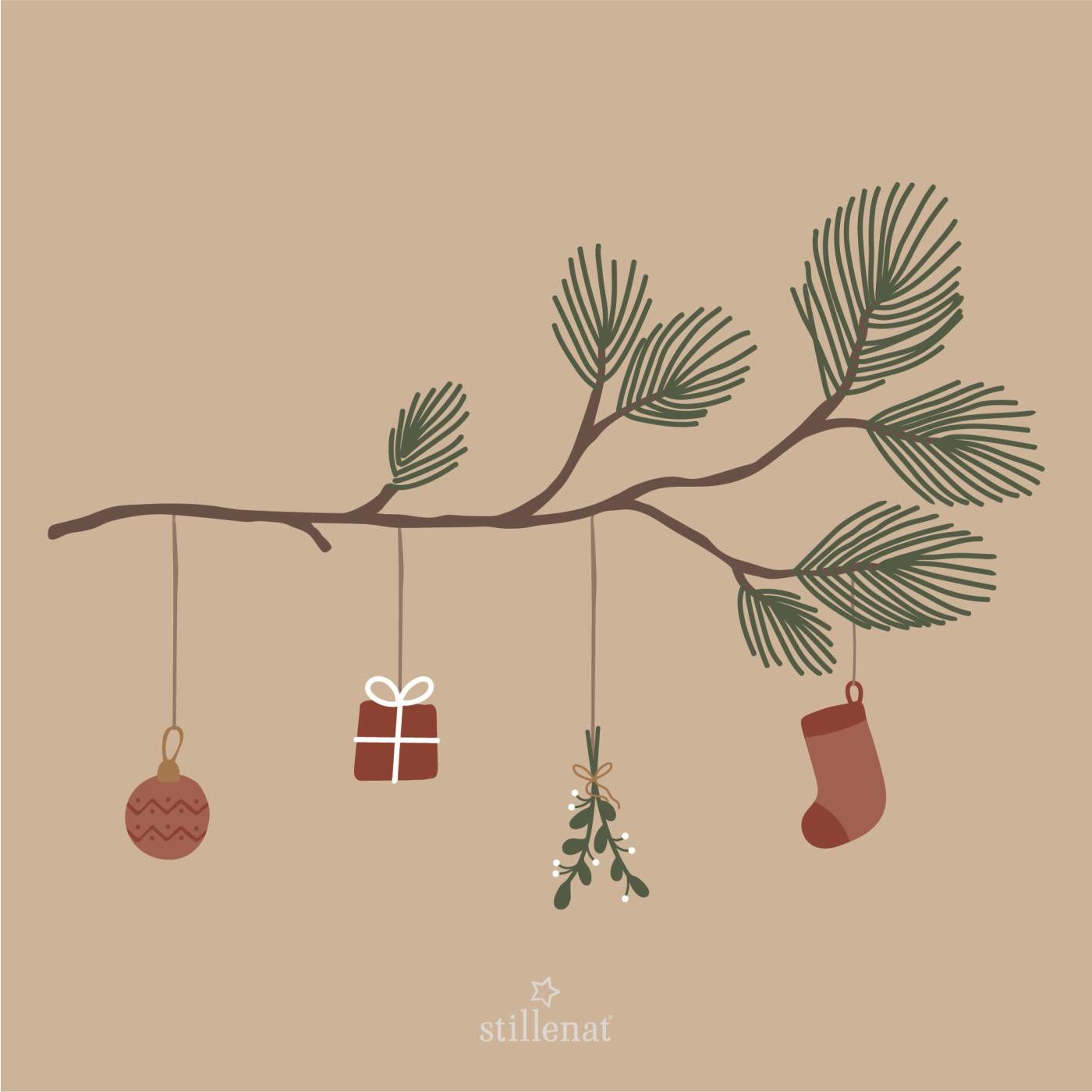 Small Paper Napkins 16.5x16.5cm with Cedar Branch  20 Pc Per Pack | Annie Mo's