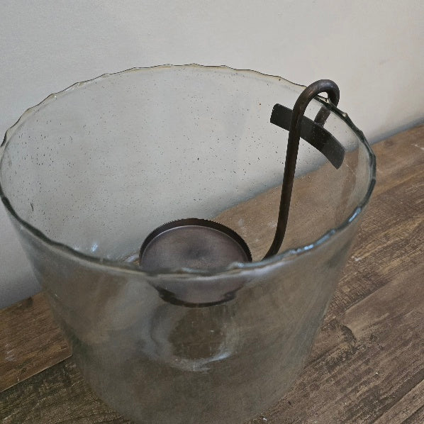 Small Bubble Glass Hurricane Candle Holder 3