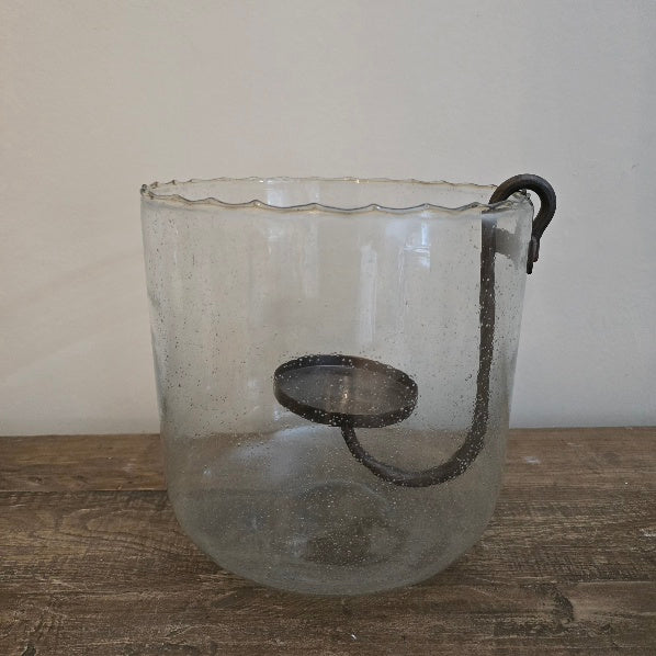 Small Bubble Glass Hurricane Candle Holder 1