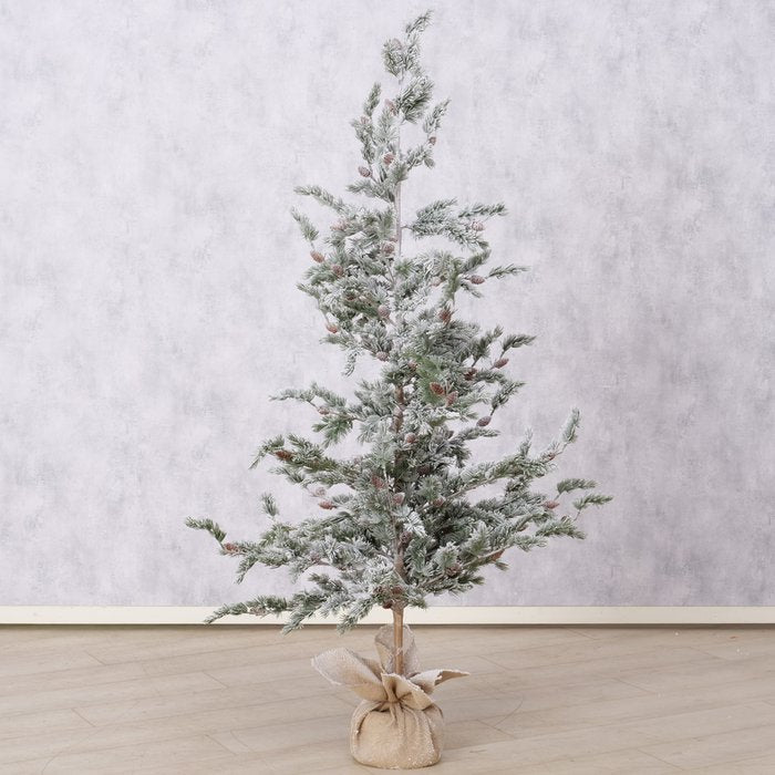 Snow Covered Christmas Tree in Jute Sack 180cm