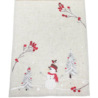 Snowman and Robin Beige Table Runner 190cm x 35cm | Annie Mo's