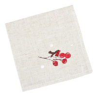 Snowman and Robin Beige Napkin 45cm x 45cm | Annie Mo's