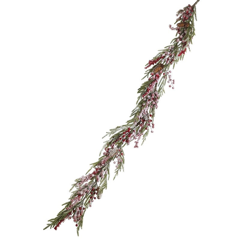 Snowy Garland With Red Berries 150cm | Annie Mo's