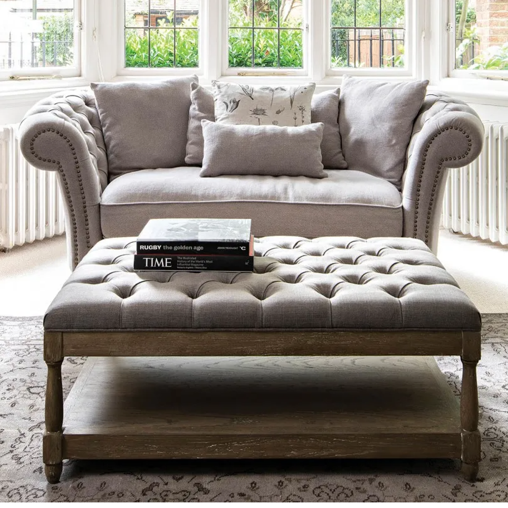 Soft Grey Buttoned Stool 103cm Annie Mo s