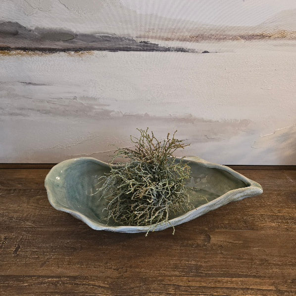 Soft Sage Glazed Oyster Plate 40cm-B