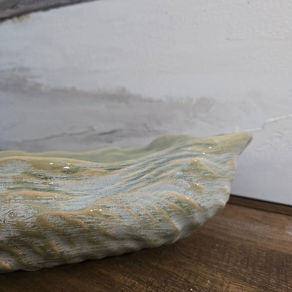 Soft Sage Glazed Oyster Plate 40cm-F
