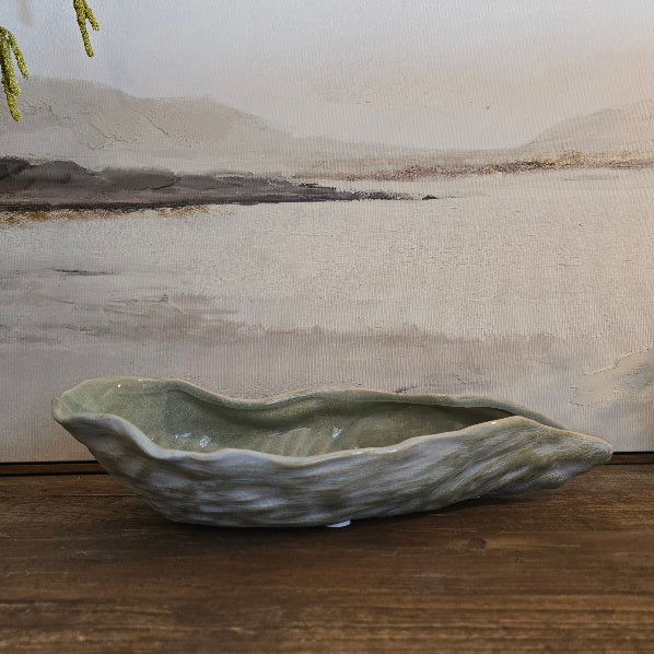 Soft Sage Glazed Oyster Plate 40cm