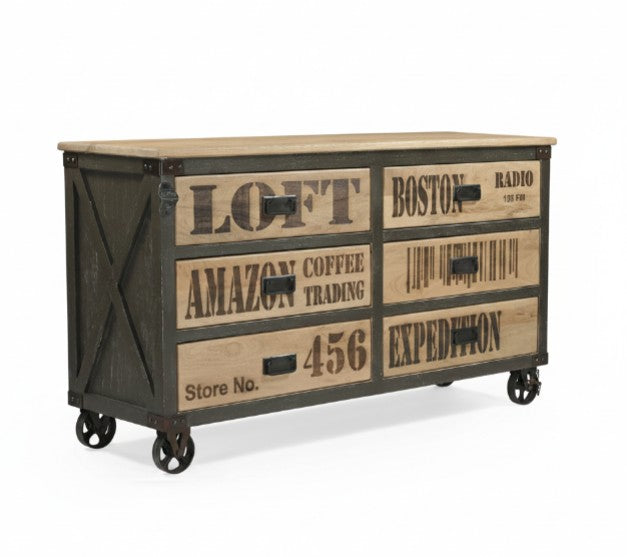 Soho Six Drawer Sideboard on Wheels | Annie Mo's