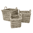 Square Rattan Log Baskets with Ear Handles