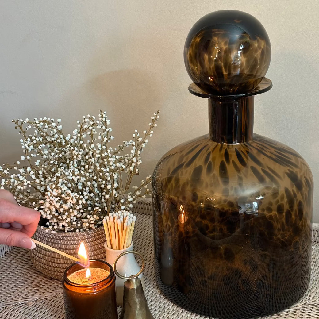 Squat Tortoise Shell Effect Bottle with Ball Top 39cm