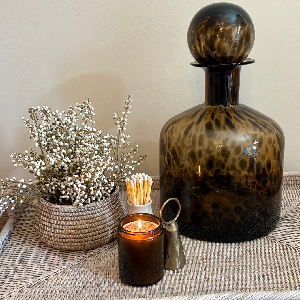 Squat Tortoise Shell Effect Bottle with Ball Top 39cm-B
