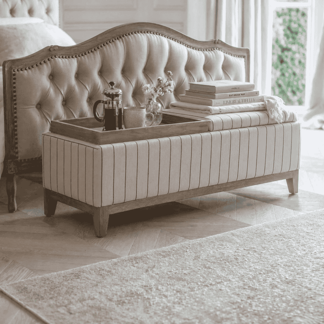 St James Stripe Storage Ottoman with Tray 132cm