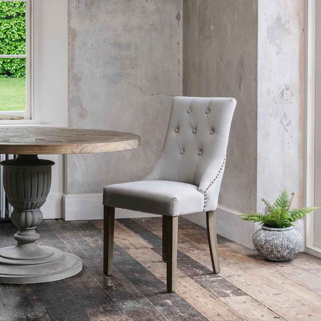 St James Button Back Dining Chair - Off White-D