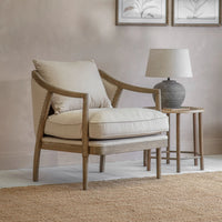 St James Oak and Linen Framed Curved Back Occasional Chair