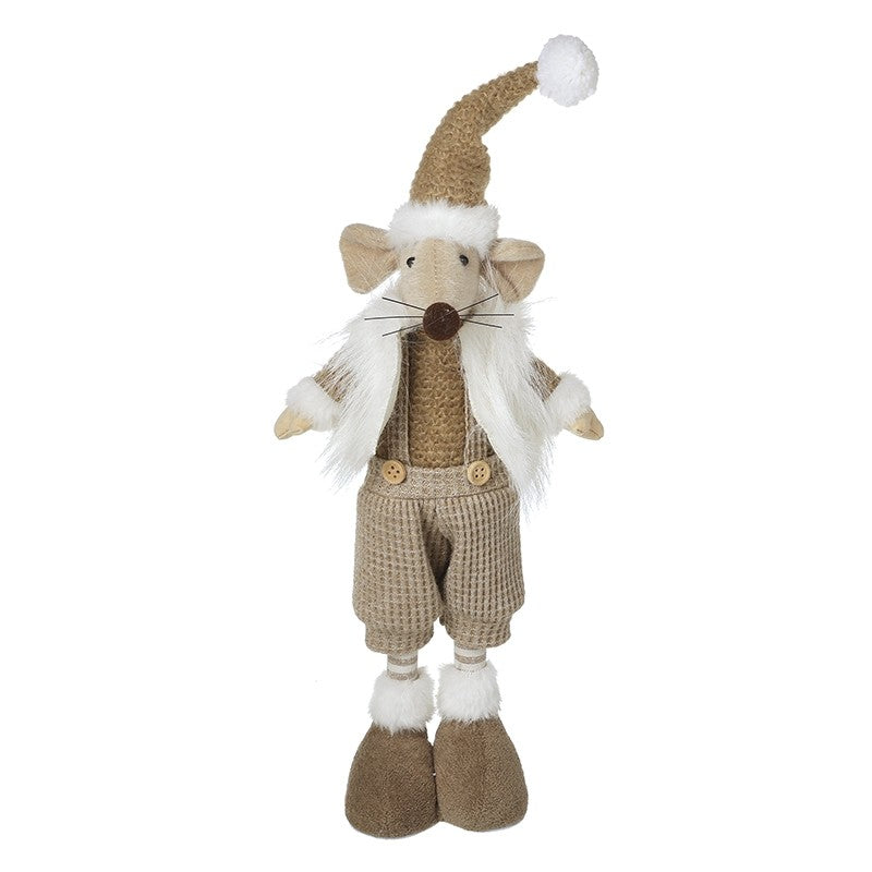 Standing Fawn Mouse In White Furry Gilet 40cm | Annie Mo's