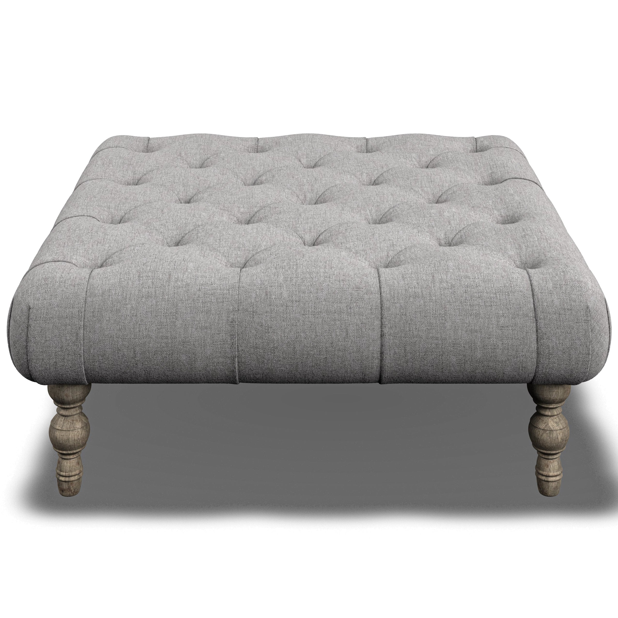 Gaston Deep Buttoned Square Footstool 97cm | Annie Mo's