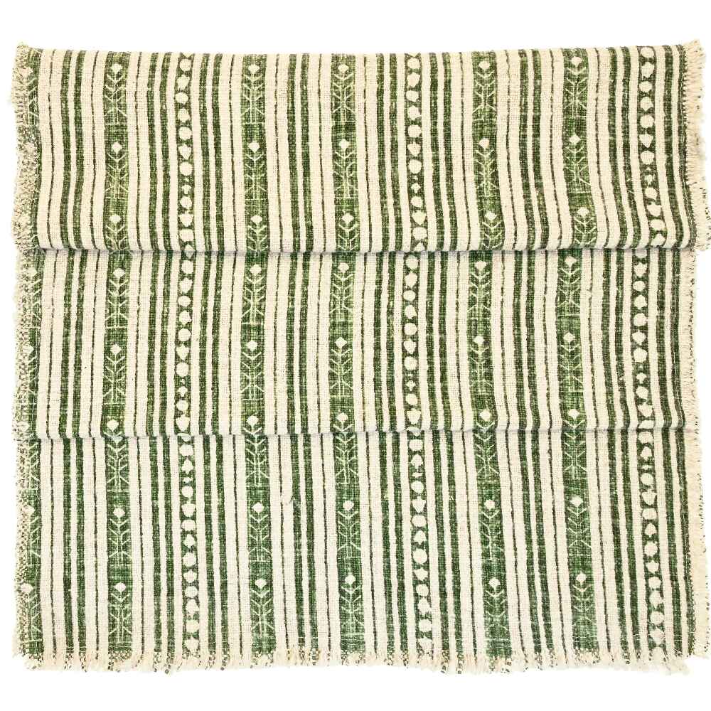 Stockholm Stripe Table Runner Green 40x180cm | Annie Mo's