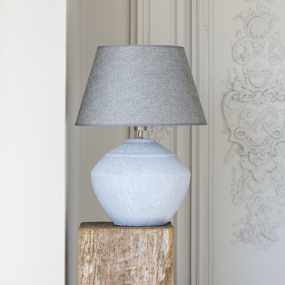 Stoneware Lamp Leo With Grey Shade 61cm
