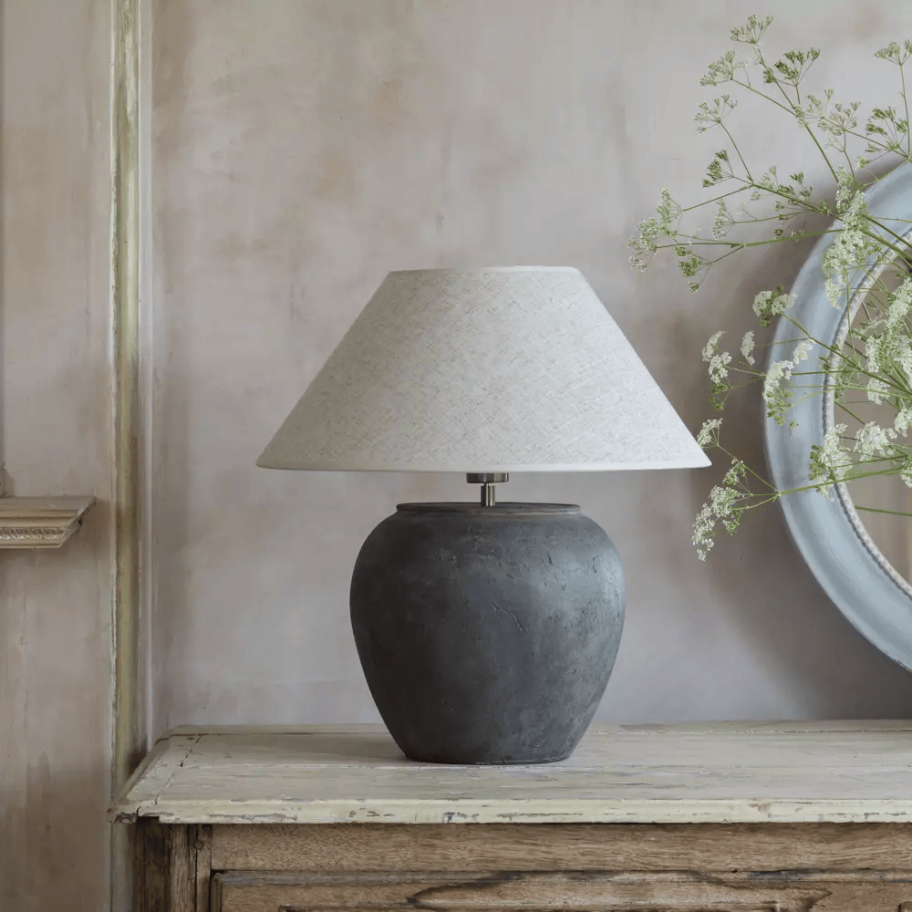 Stoneware Lamp Vesuvio With Cream Shade 52cm | Annie Mo's-C