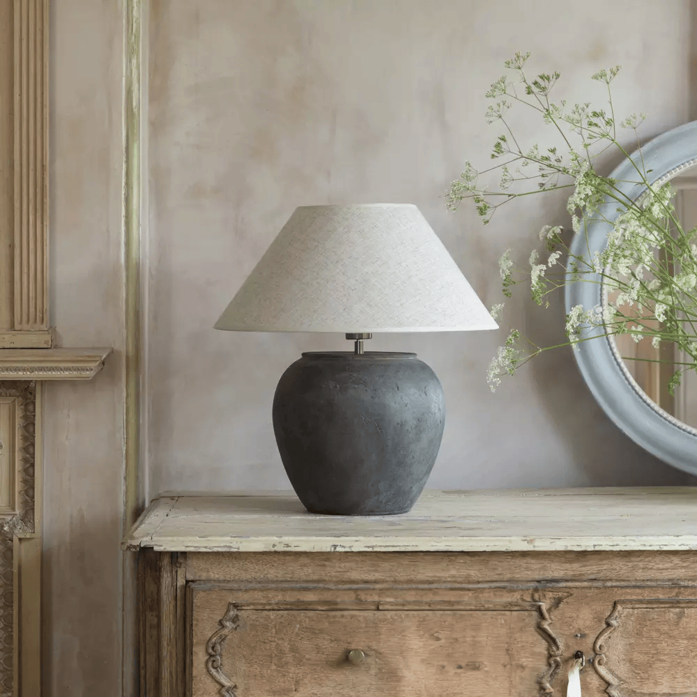 Stoneware Lamp Vesuvio With Cream Shade 52cm | Annie Mo's
