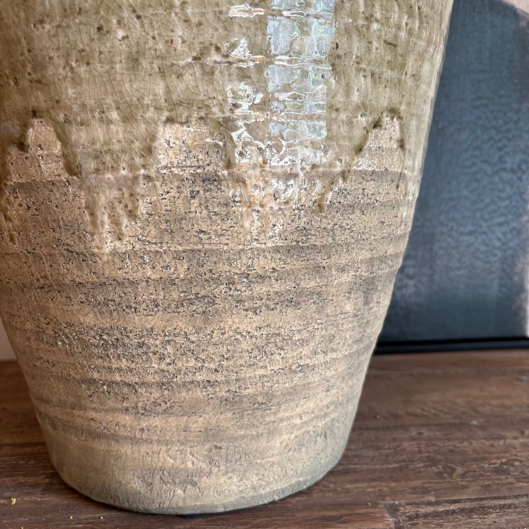 Stoneware Dripping Effect Large Glazed Vase 53cm-C