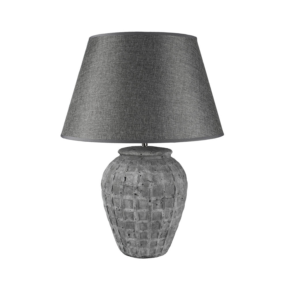 Stoneware Lamp With Grey Shade 61cm