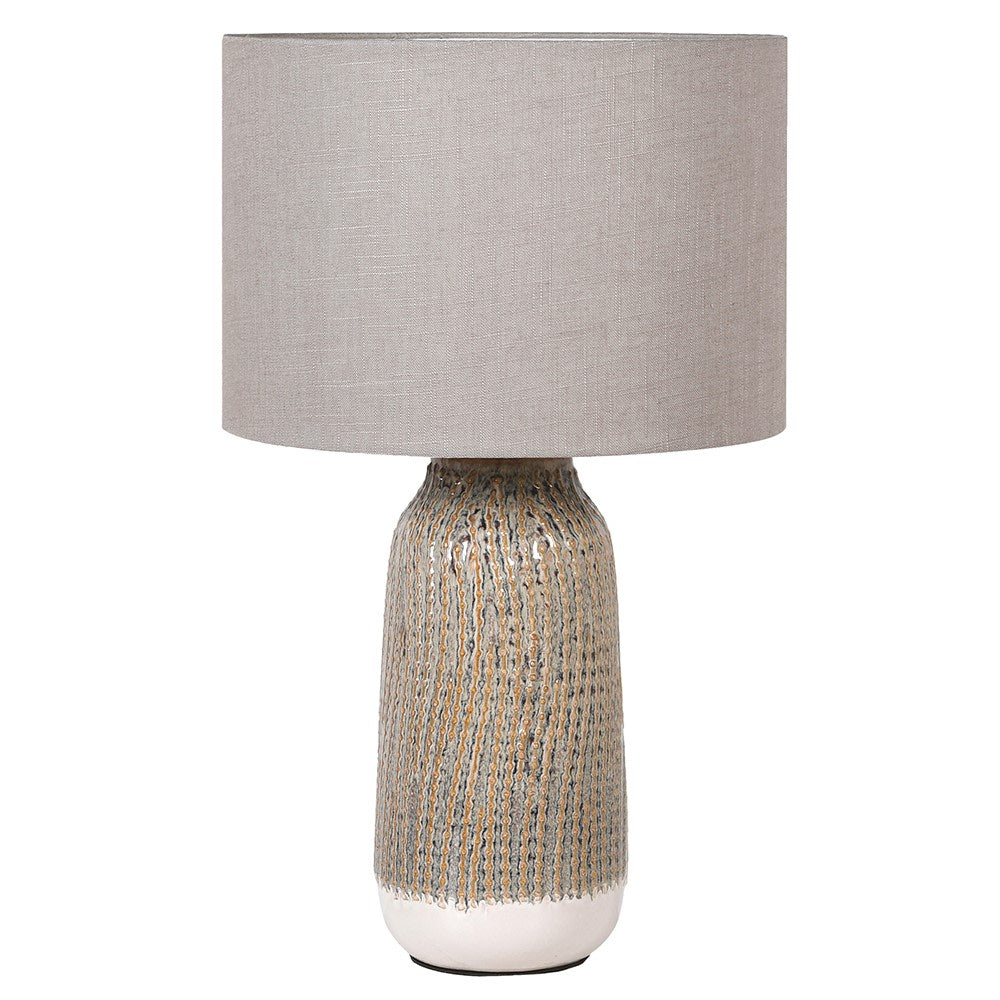Stripe Effect Table Lamp with Linen Shade