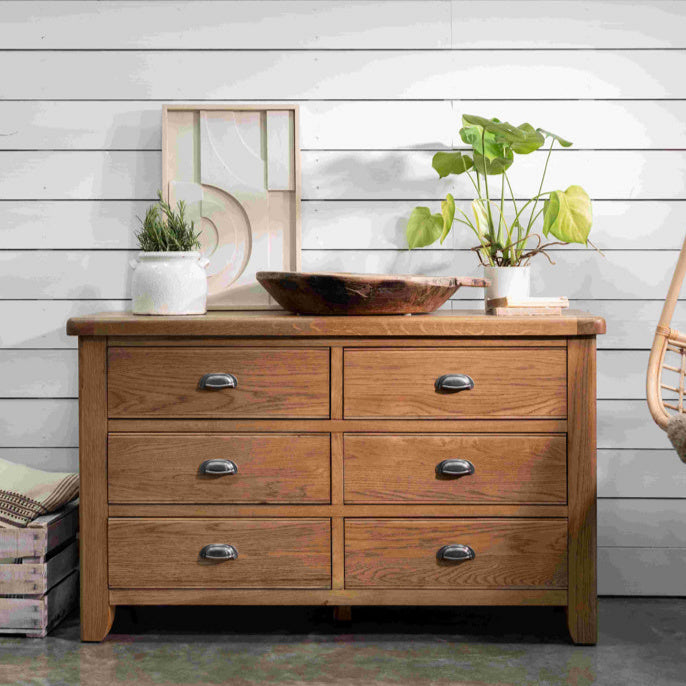 Tewkesbury Six Drawer Wide Chest of Drawers 140cm Wide | Annie Mo's