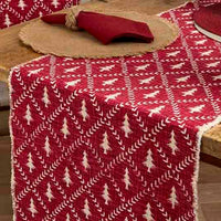 Tree Trellis Red Runner 40 x 180cm | Annie Mo's
