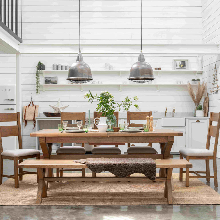 Tewkesbury Extending Dining Table with X Bar - Size Choice