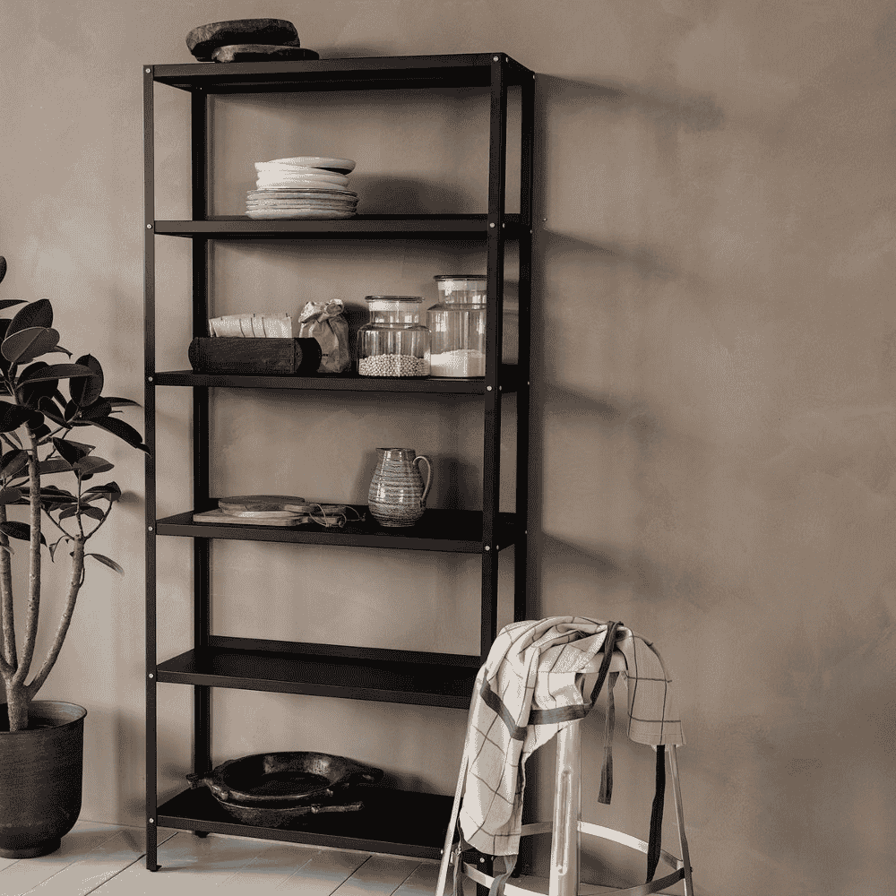 Tall Black Steel Bookcase 200cm | Annie Mo's
