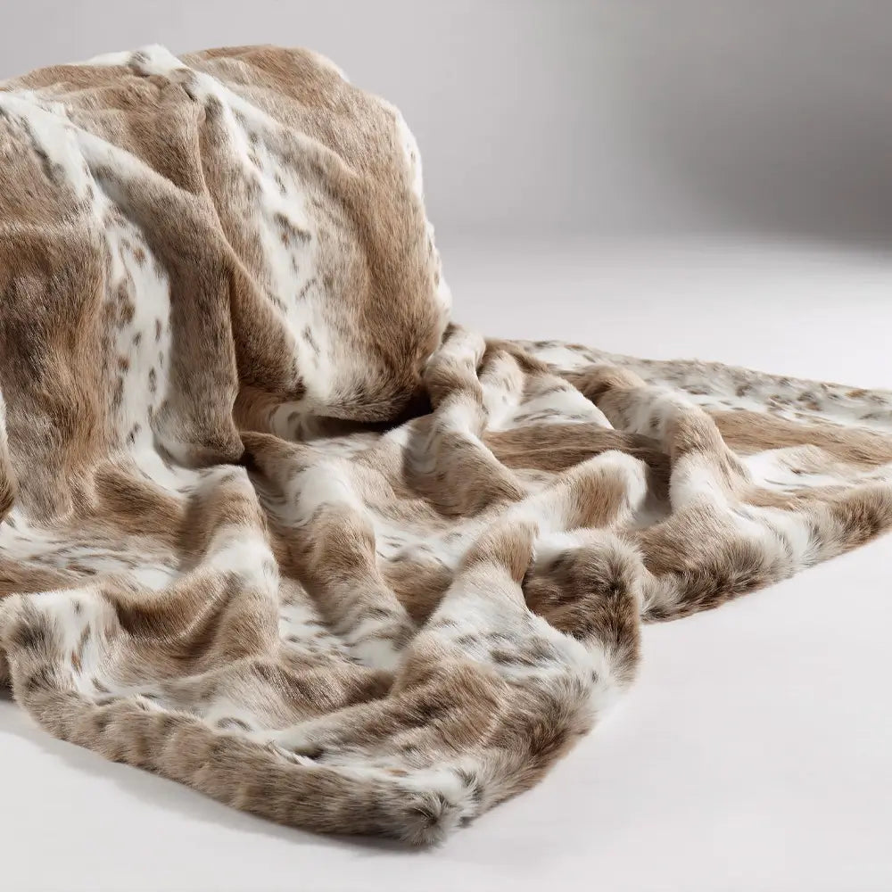 Tan Lynx Faux Fur Throw - Size Choice | Annie Mo's2