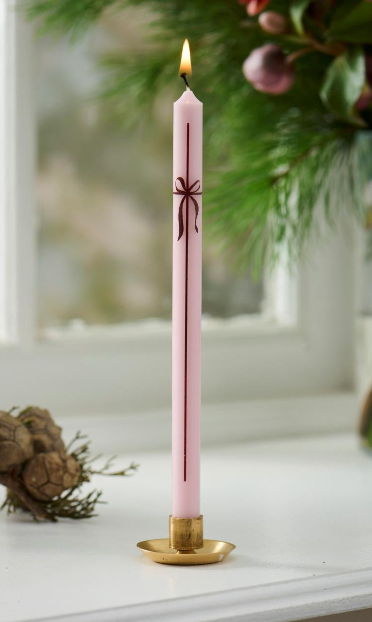 Taper Candle Light Pink with Bow-B