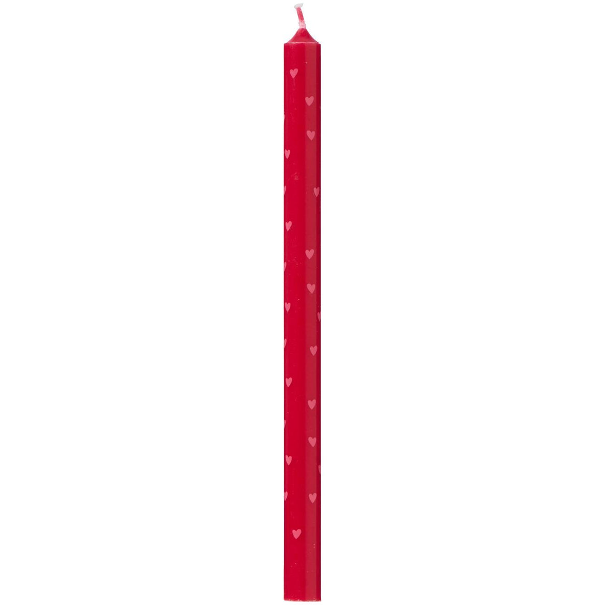Taper Candle Red with Pink Hearts | Annie Mo'sb