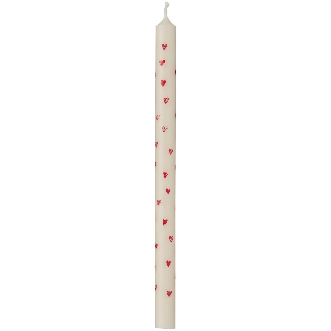 Taper Candle with Red Hearts-B