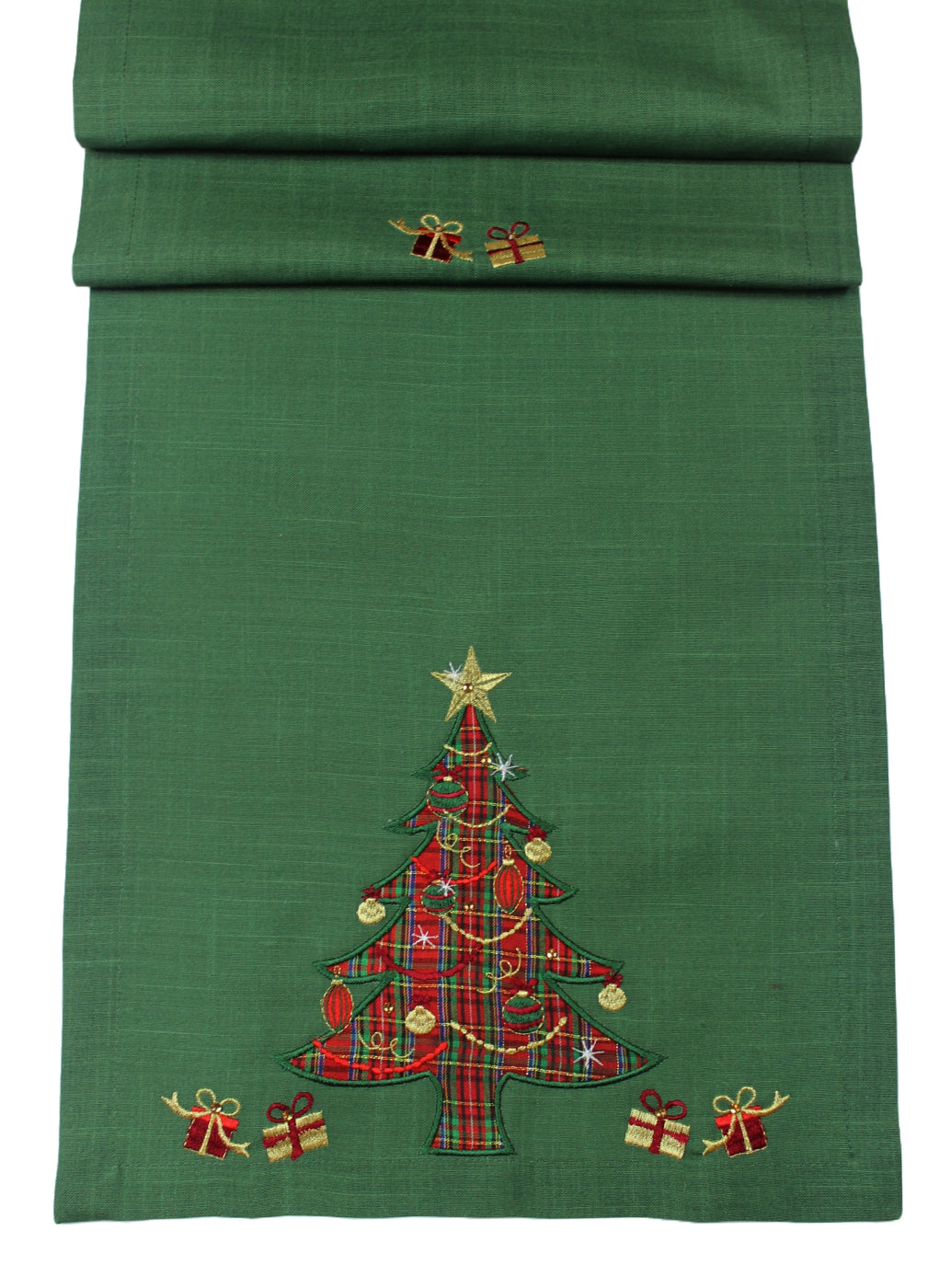 Tartan trees on a Dark Green Table Runner 190cm