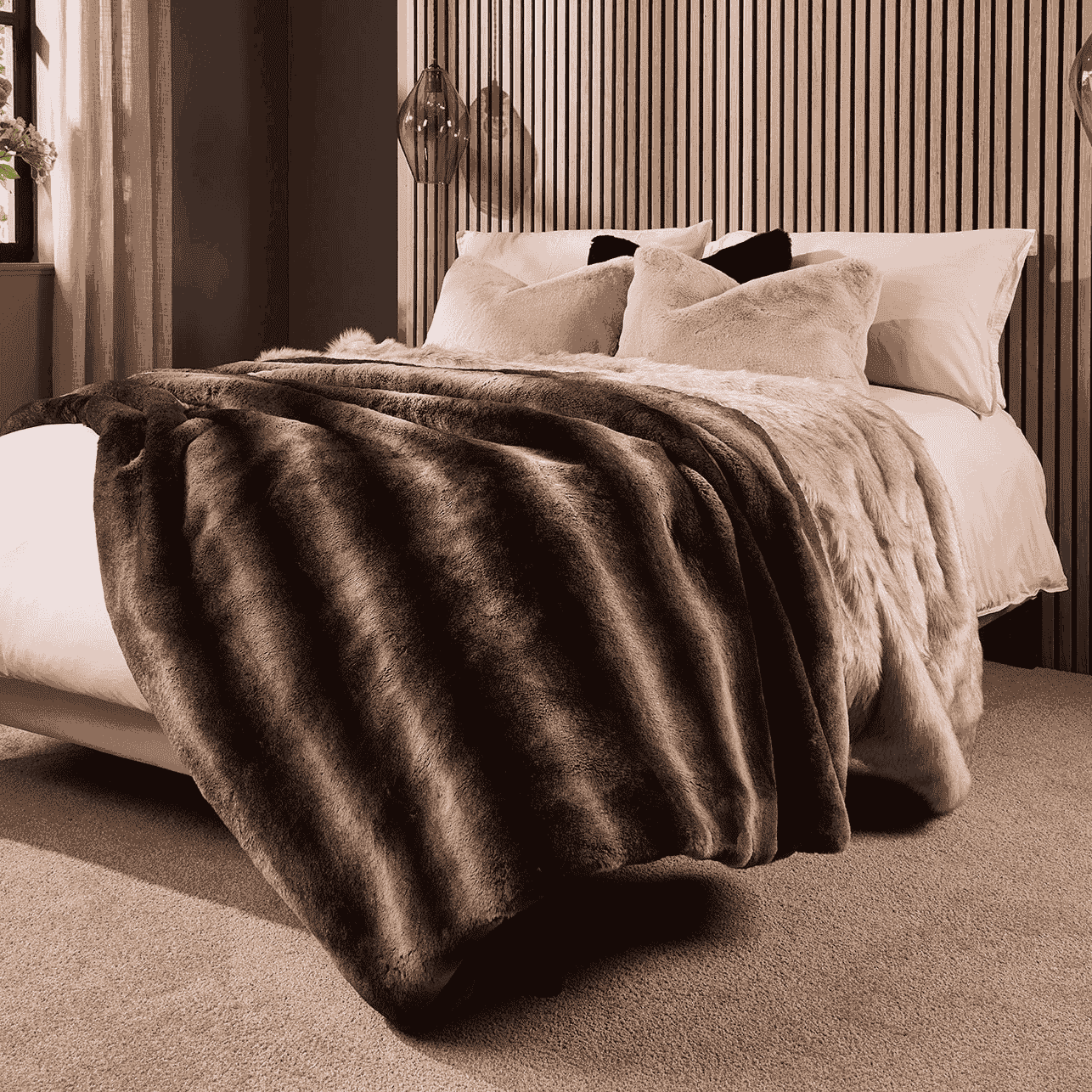 Taupe Rabbit Alaska Faux Fur Throw