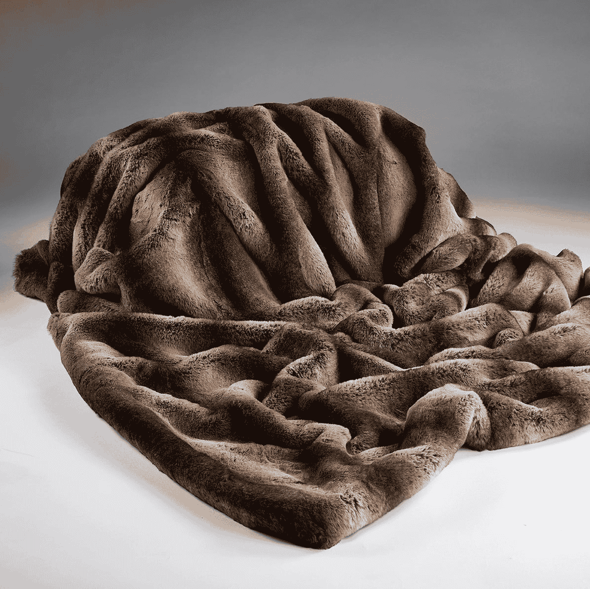 Taupe Rabbit Alaska Faux Fur Throw - Size Choice | Annie Mo's