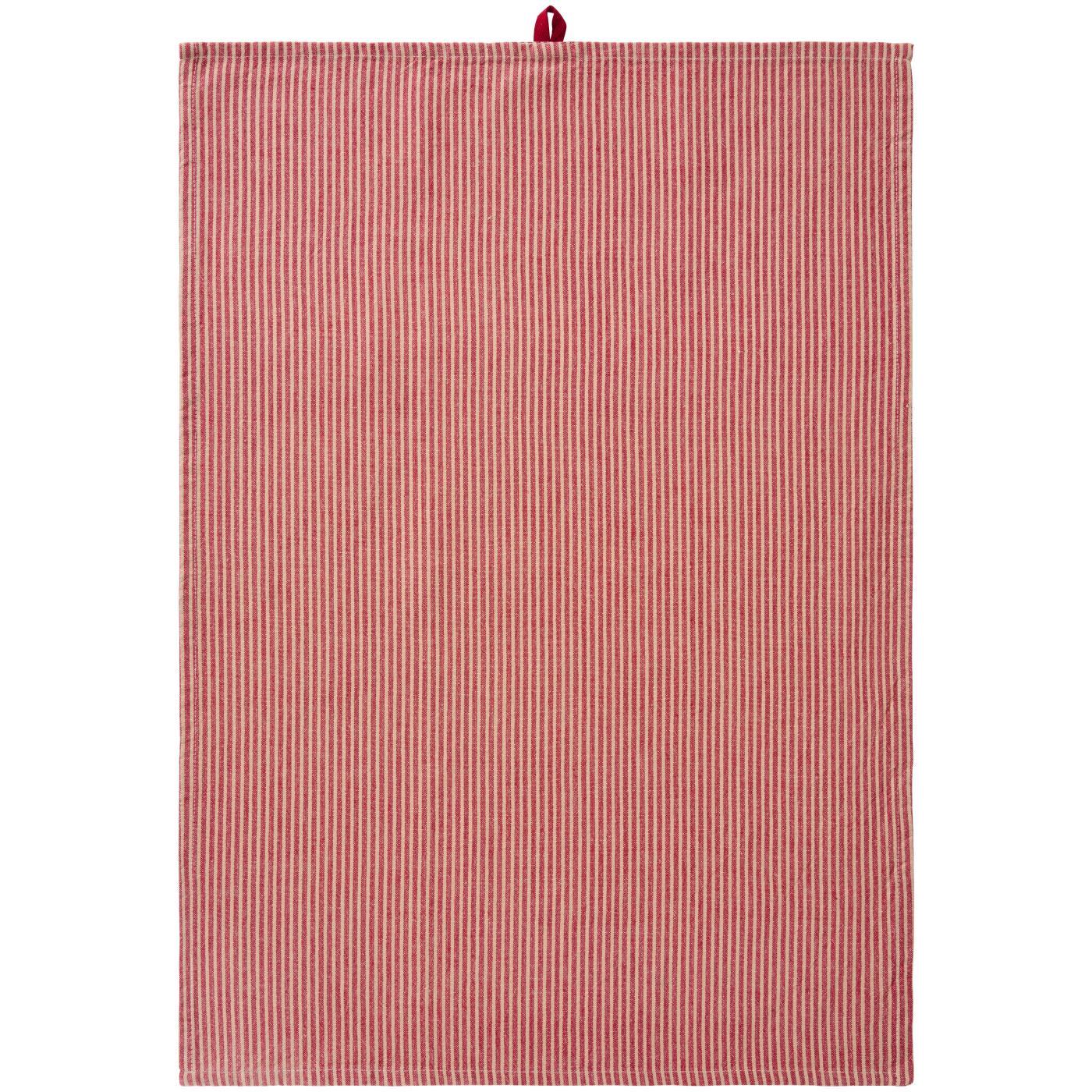 Tea Towel Daniella Natural with Dark Red Stripes | Annie Mo's