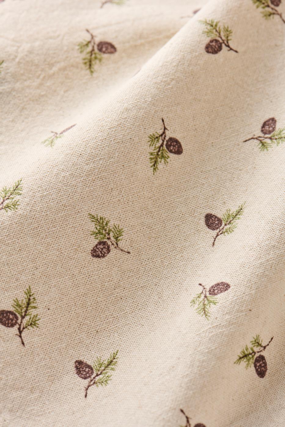 Tea Towel Ester Natural with Cones on Twigs-C