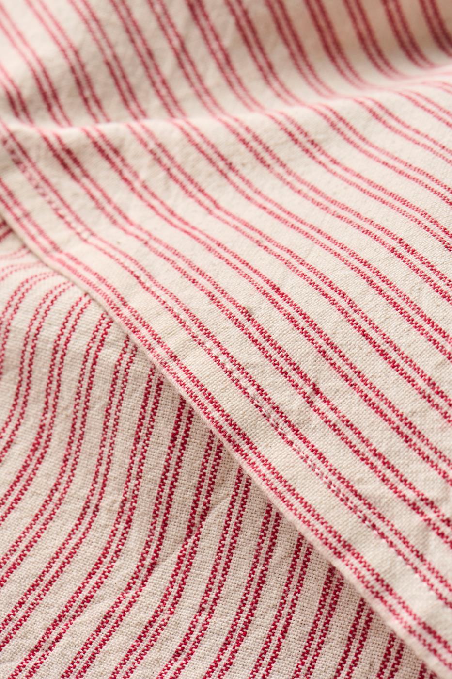Tea Towel Martina Natural with Red Horizontal Stripes-D