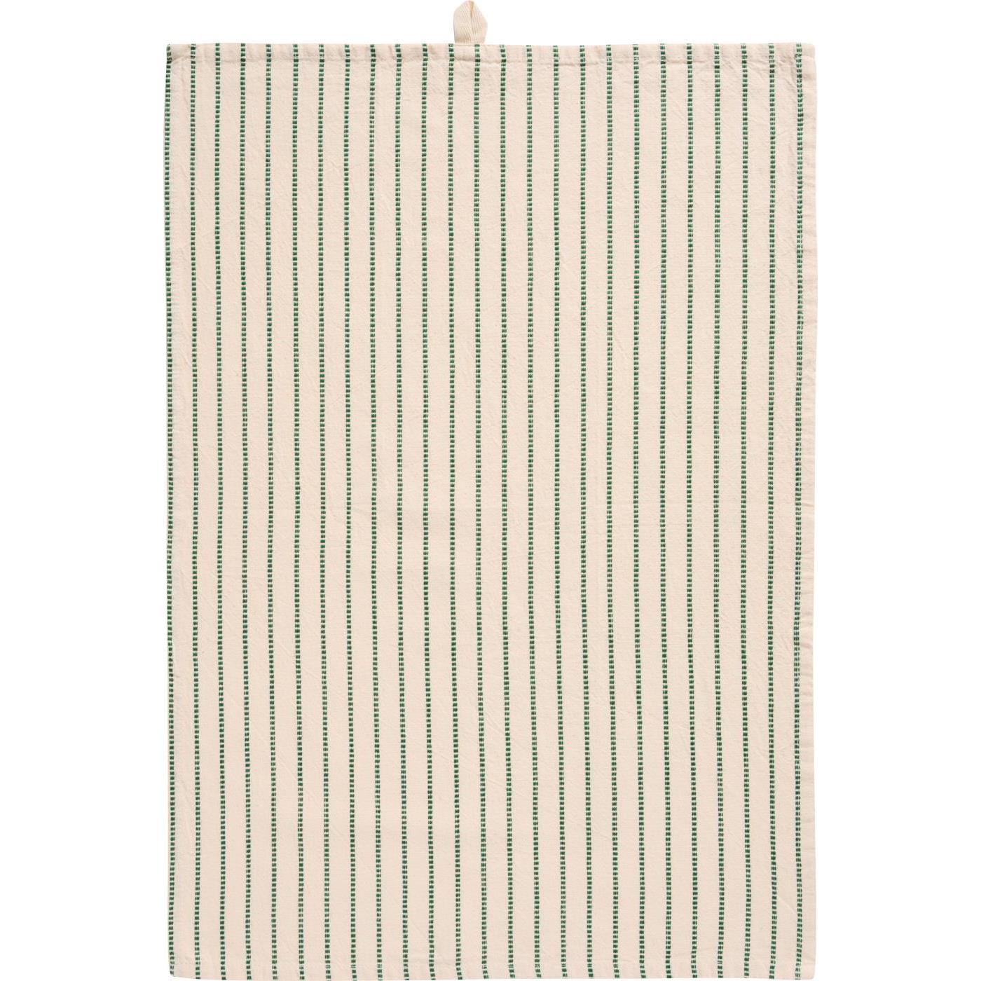 Tea Towel Orla Natural with Dark Green Woven Stripes | Annie Mo's